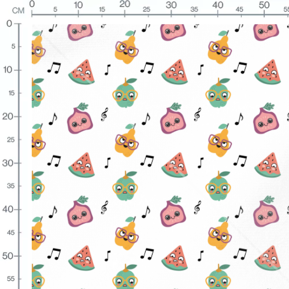 Tissu - Fruits et notes de musique