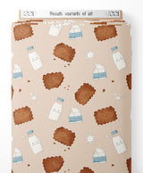 Tissu - Biscuits souriants et lait