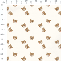 Tissu - Oursons marron sur fond blanc