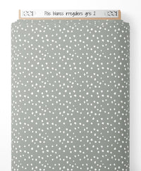Tissu - Pois blancs irréguliers gris 2