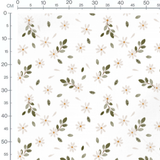 Tissu - Marguerites et feuilles vertes