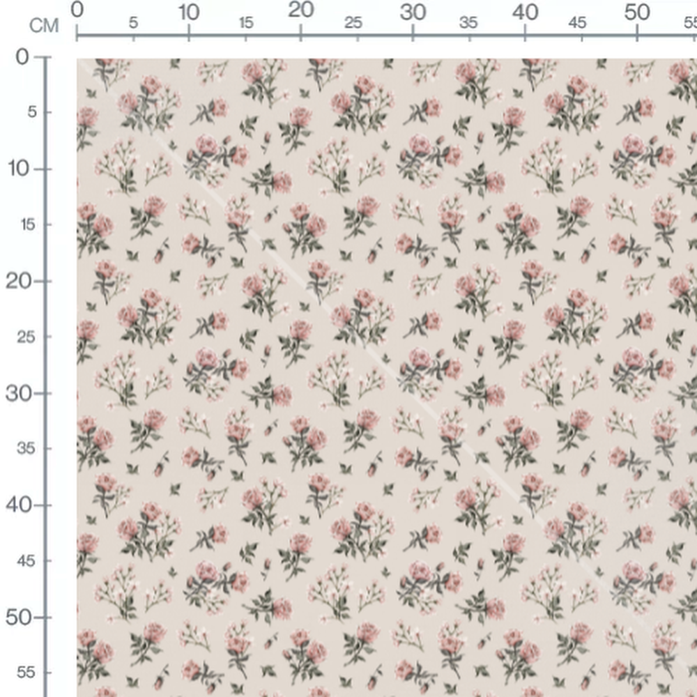 Tissu - Roses pâles sur fond beige