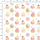 Tissu - Cupcakes et étoiles souriants