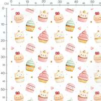 Tissu - Cupcakes et étoiles souriants