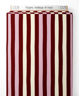 Tissu - Rayures bordeaux et roses