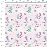 Tissu - Dinosaures fleuris roses