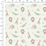 Tissu - Animaux de la savane pastel