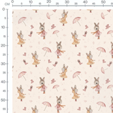 Tissu - Lapins en robe sur beige
