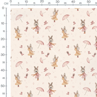 Tissu - Lapins en robe sur beige