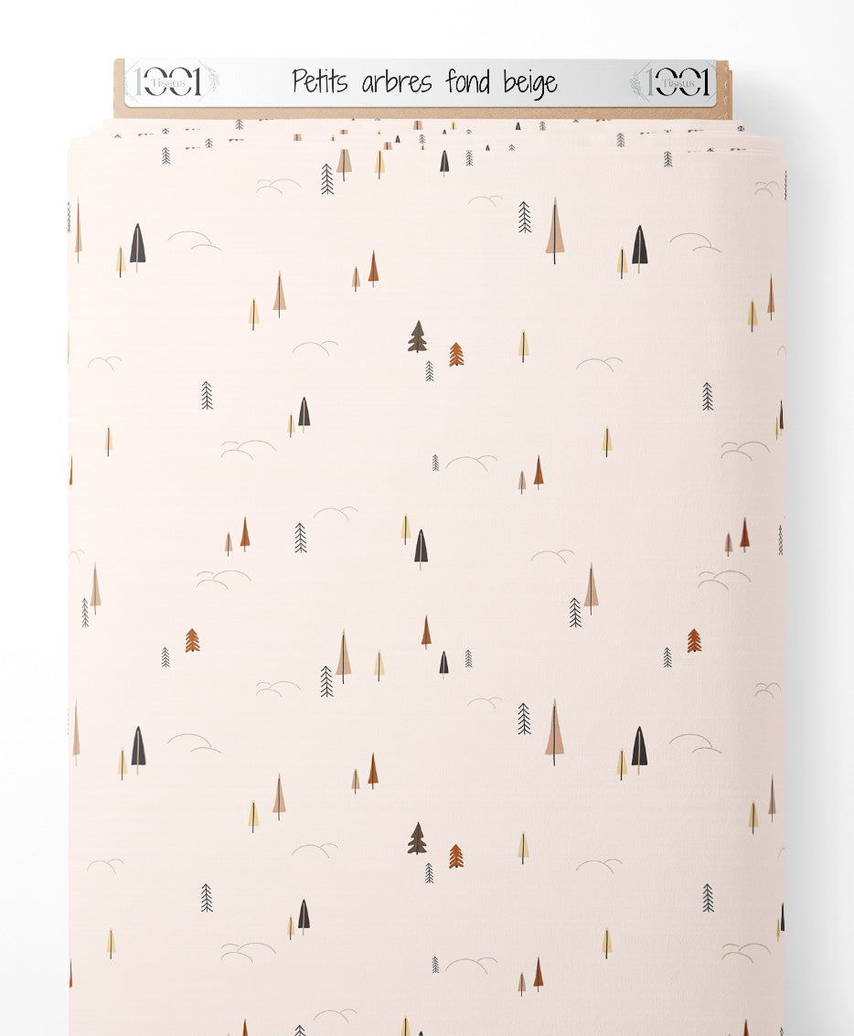 Tissu - Petits arbres sur fond beige