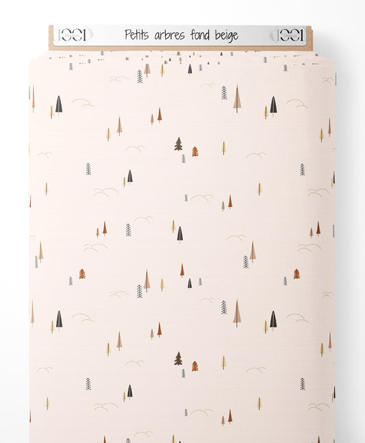 Tissu - Petits arbres sur fond beige