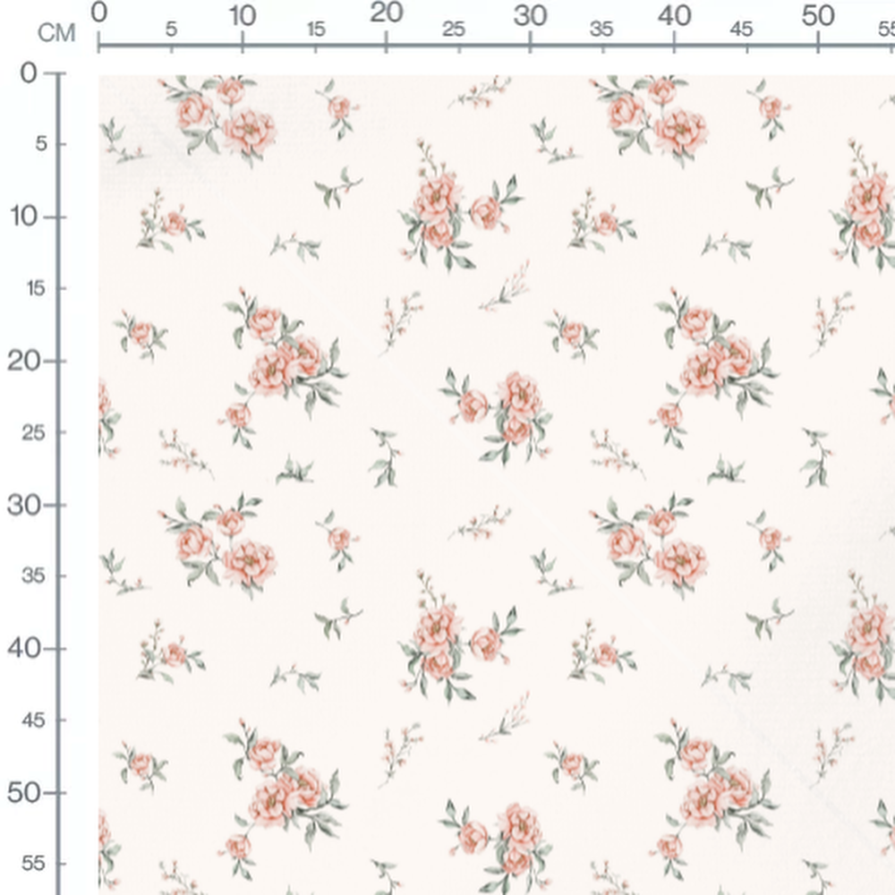 Tissu - Roses pâles et feuillage