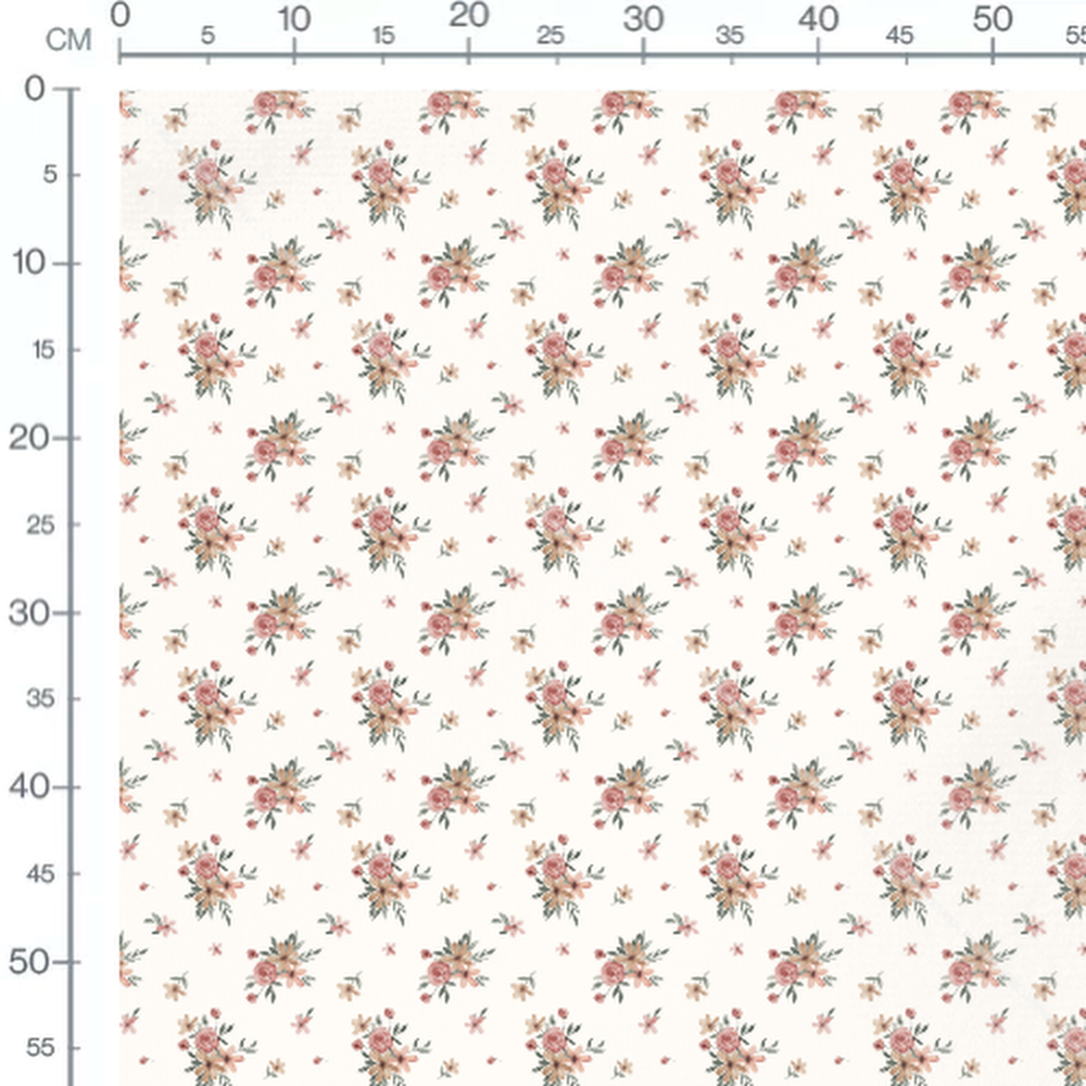 Tissu - Fleurs roses et beiges délicates 2