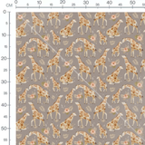 Tissu - Girafes et fleurs pastel