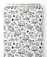 Tissu - Tissu Champignon Smiley Doodle