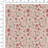 Tissu - Fleurs roses sur fond rose pâle 2