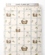 Tissu - Canards et paniers gris