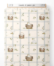 Tissu - Canards et paniers gris