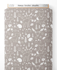 Tissu - Animaux forestiers silhouettes