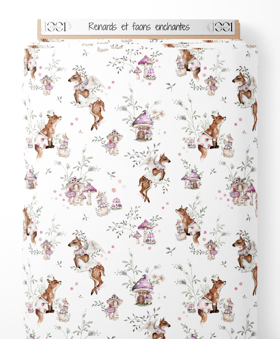 Tissu - Renards et faons enchantés