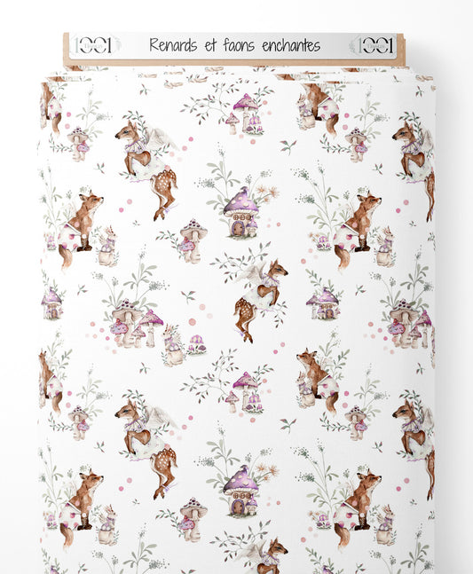 Tissu - Renards et faons enchantés