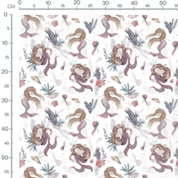 Tissu - Sirènes pastel et algues