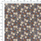 Tissu - Fleurs multicolores sur fond bleu