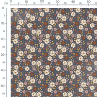 Tissu - Fleurs multicolores sur fond bleu