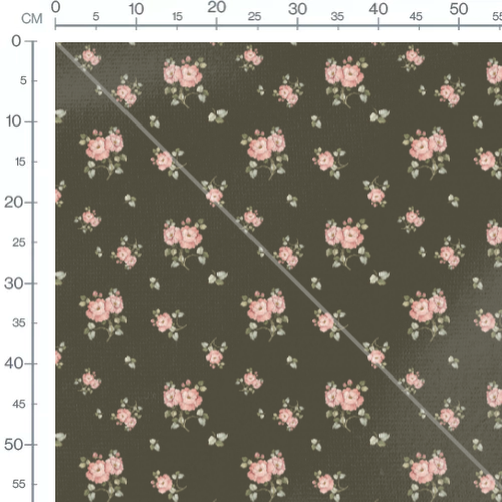 Tissu - Bouquets de roses sur fond sombre