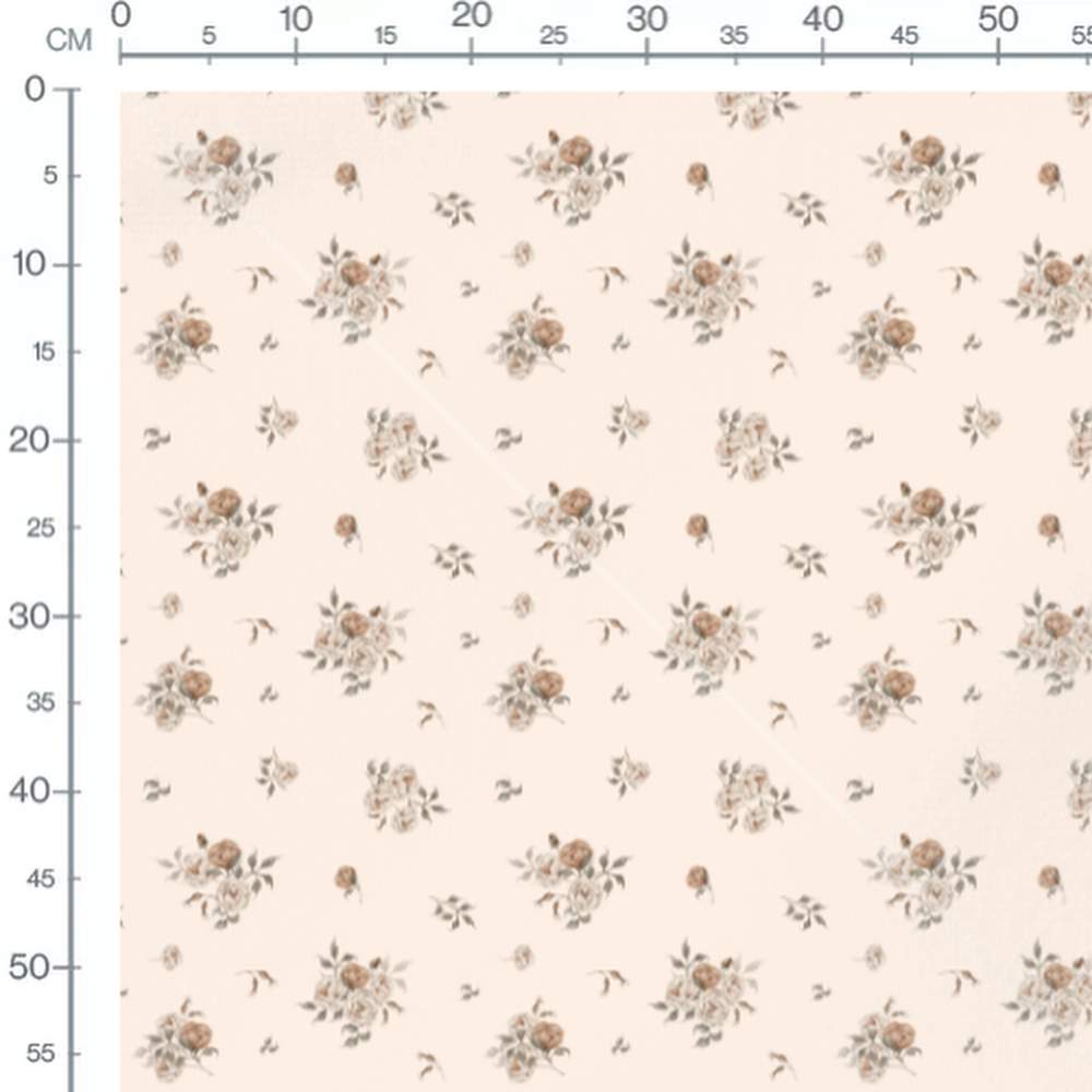 Tissu - Roses beige et marron délicates