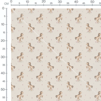 Tissu - Chevaux bruns et fleurs roses