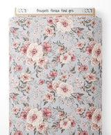 Tissu - Bouquets floraux sur fond gris