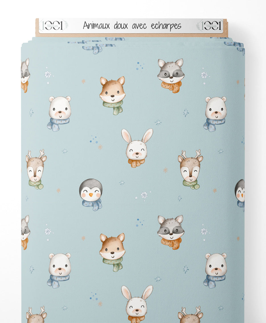 Tissu - Animaux doux avec écharpes