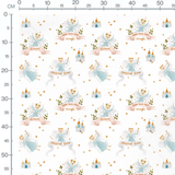 Tissu - Fées bleues et étoiles dorées