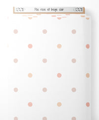 Tissu - Pois rose et beige clair