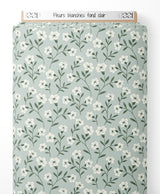 Tissu - Fleurs blanches sur fond clair