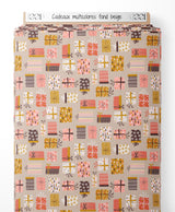 Tissu - Cadeaux multicolores sur fond beige