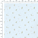 Tissu - Feuilles vertes et étoiles orange