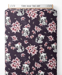 Tissu - Raton laveur sur fond violet
