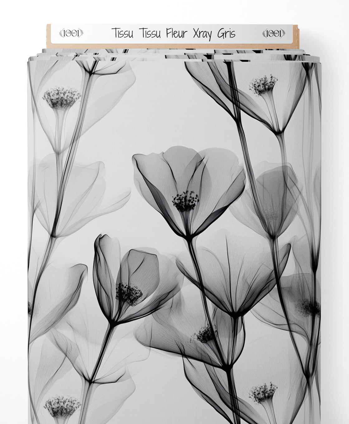 Tissu - Tissu Fleur Xray Gris