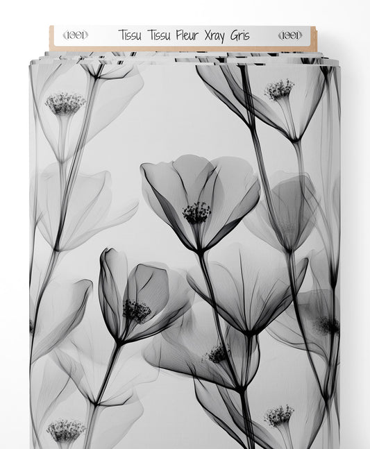 Tissu - Tissu Fleur Xray Gris