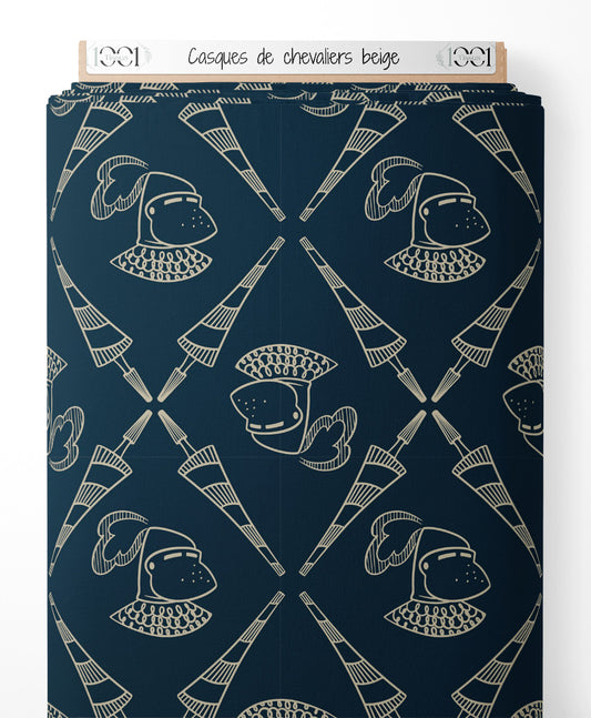 Tissu - Casques de chevaliers beige