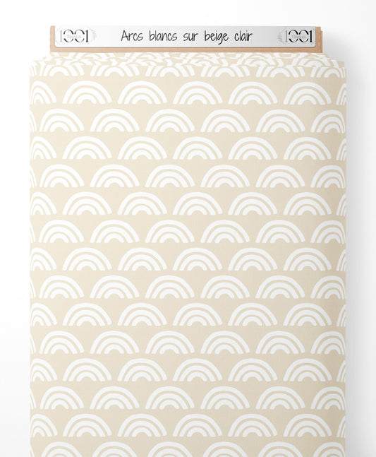 Tissu - Arcs blancs sur beige clair