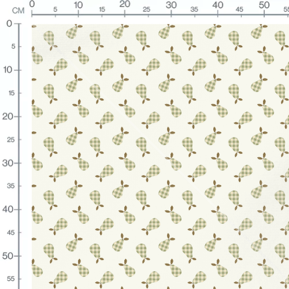Tissu - Poires à carreaux verts et bruns