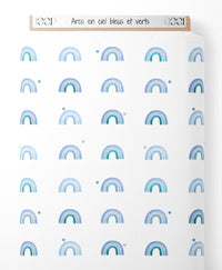 Tissu - Arcs-en-ciel bleus et verts