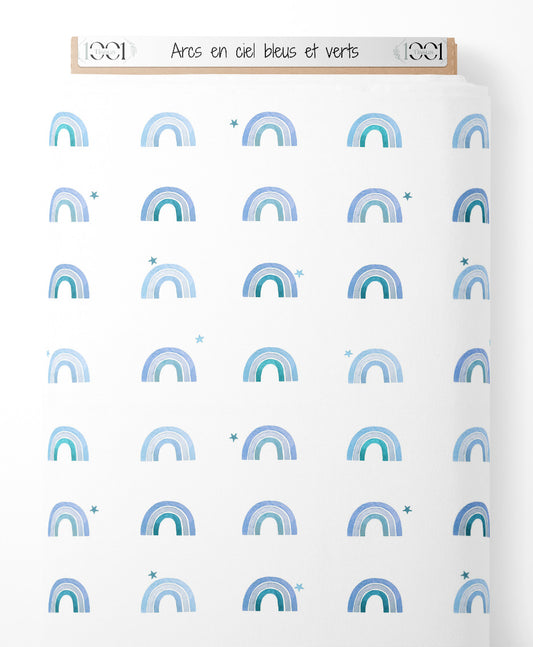 Tissu - Arcs-en-ciel bleus et verts