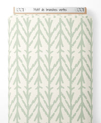 Tissu - Motif de branches vertes
