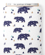 Tissu - Ours géométriques et triangles