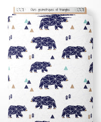 Tissu - Ours géométriques et triangles