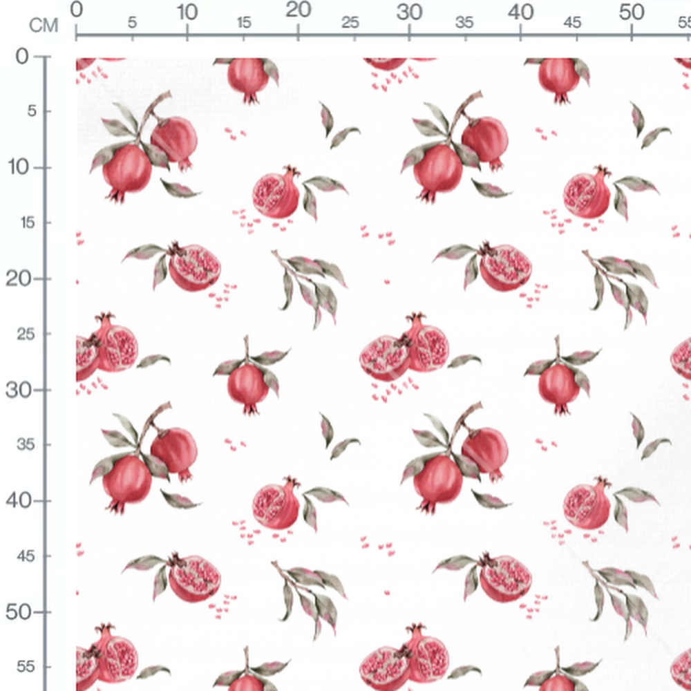 Tissu - Grenades et graines roses